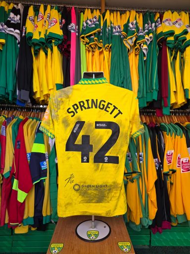 springett match worn norwich city shirt